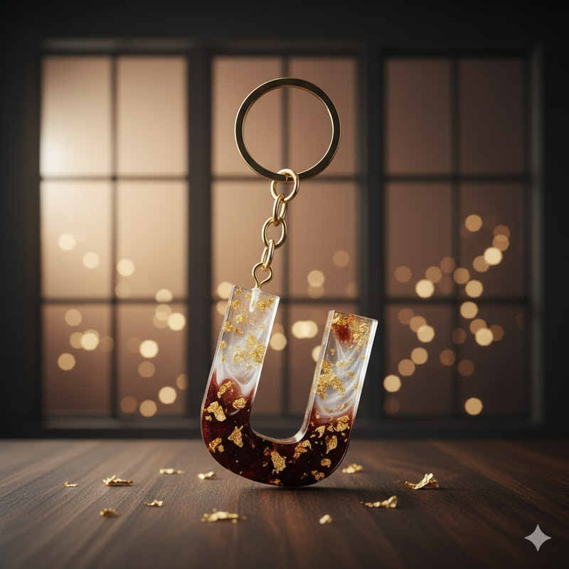 Black & Golden Theme Customize Alphabet keychain